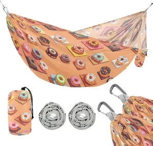 Camping Hammock Outdoor Hammocks for Outside Donuts Cute Beach Trees Portable Lightweight with Pockets Tree Straps Indoor