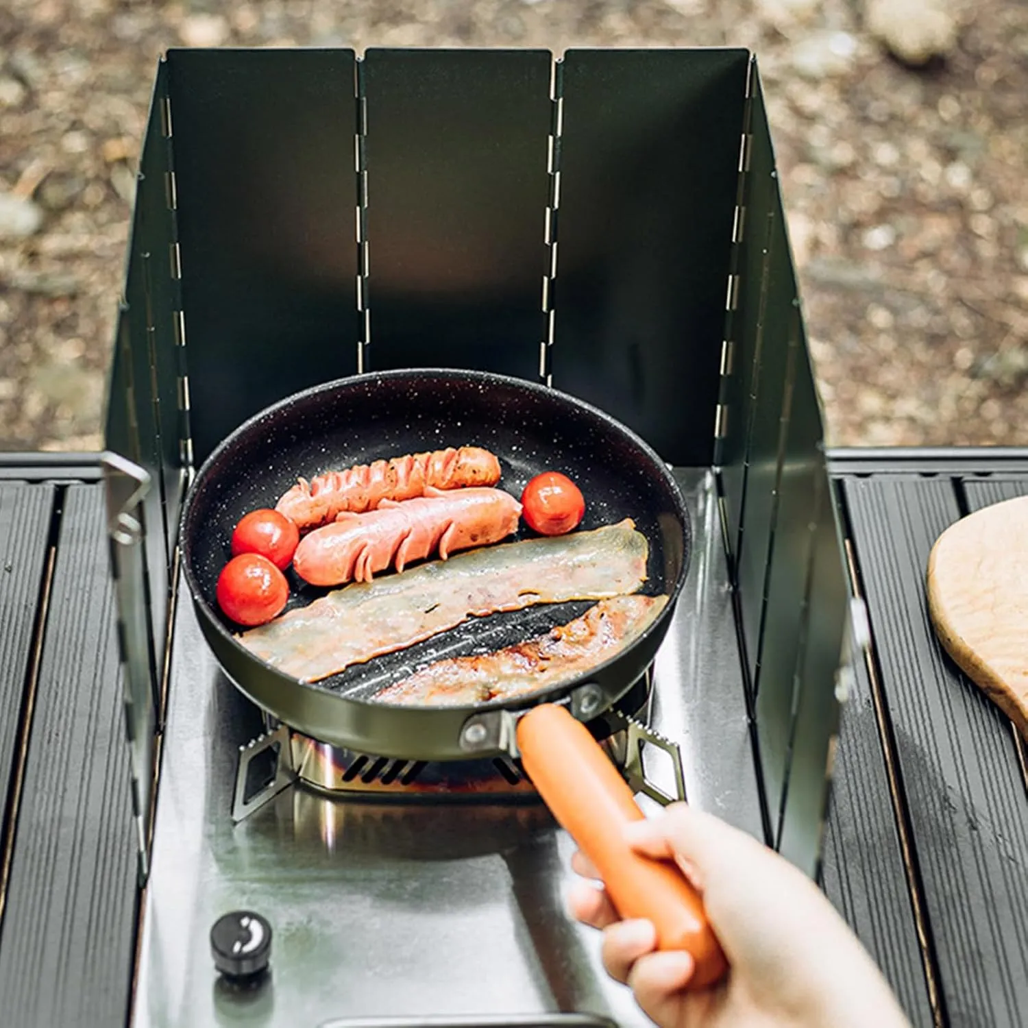 Camping Light Weight Stove Windscreen Foldable Aluminum Alloy Windshield with Storage Bag Folding Camp Stove Windshield