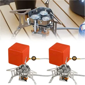 Camping Outdoor Windproof Gas Burner,3 PCS 3500W Windproof Camp Stove Camping Gas Stove with Fuel Canister Adapter (2 PCS)