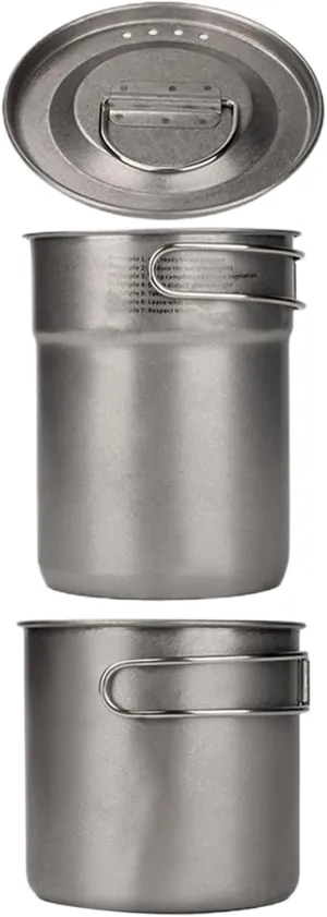 Camping Pot Cookware - Foldable Camping Cups Mugs | Outdoor Camp Cooking Set | Stainless Steel Backpacking Cookware | Outside Survival Equipment, Portable Meal Prep Tool for Yard, Hiking