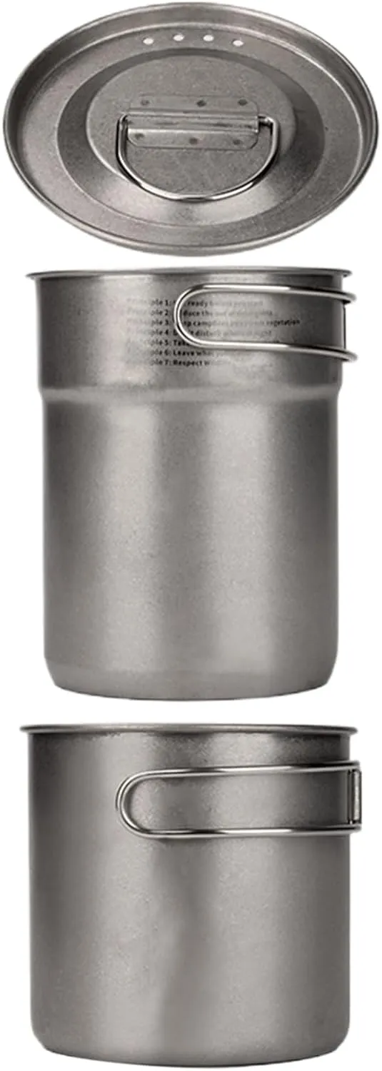 Camping Pot Cookware - Foldable Camping Cups Mugs | Outdoor Camp Cooking Set | Stainless Steel Backpacking Cookware | Outside Survival Equipment, Portable Meal Prep Tool for Yard, Hiking