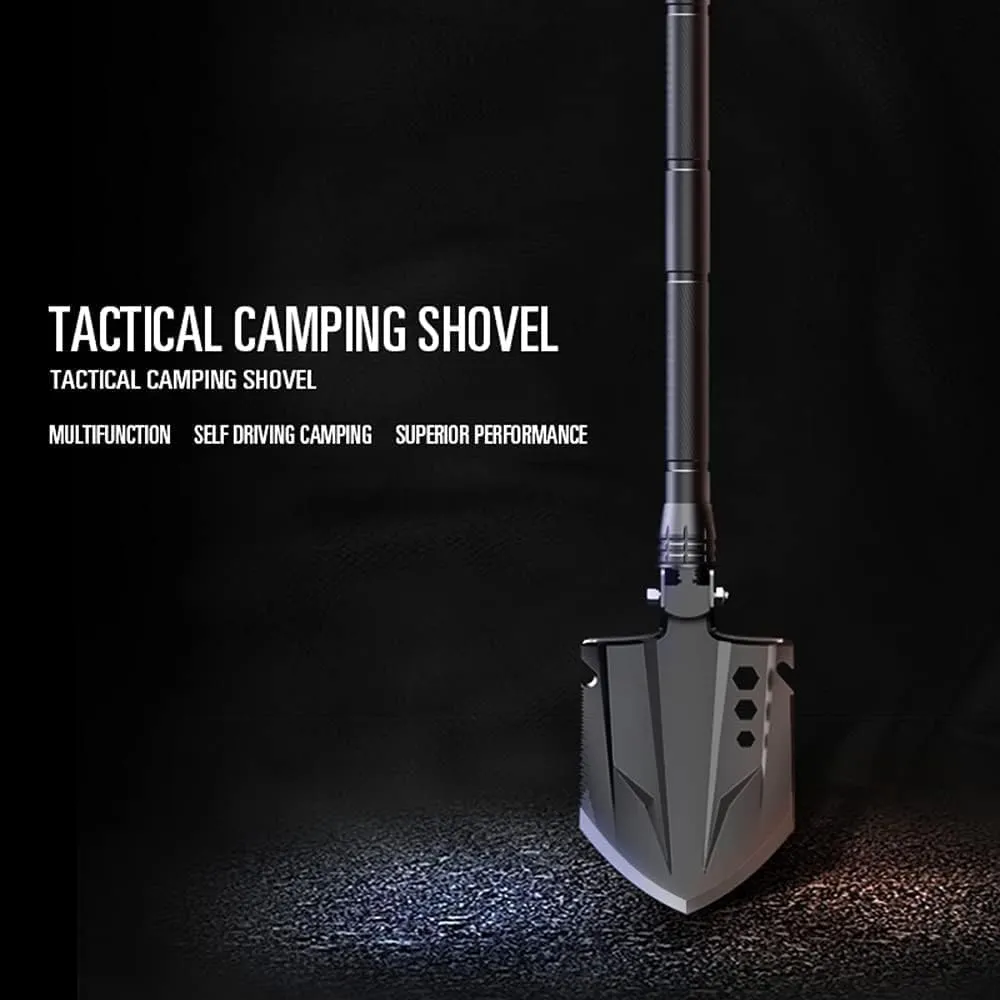 Camping shovel Tactical Camping Shovel, 10-in-1 Multifunction Survival Tool, Portable Folding Spade,Compact Rescue Camping Shovel Multitool, for Self-Driving, Camping, Outdoor, Gardening and Emergency