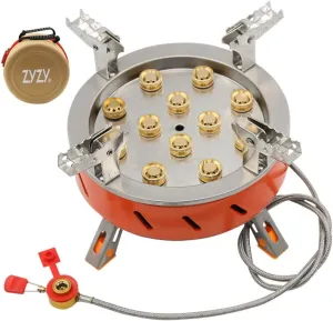 Camping Stove, 12-Core Camping Stove 21800W High-Power Gases Stove Backpacking Stove Windproof with Piezo Ignition Adjustable Valve Storage Bag for Outdoor Cooking Camping Picnic Hiking