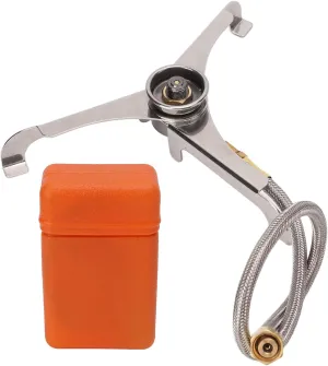Camping Stove Adapter, Portable Foldable Heat Resisting Outdoor Tripod Gas Stove Connector Furnace Long Tank Converter for Outdoor