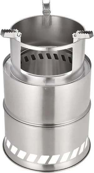 Camping Stove, Foldable Stainless Steel Wood Burning Stove, Portable High Thermal Efficiency Anti Skid Backpacking Stove, for Outdoor Hiking Picnic BBQ(Trumpet)