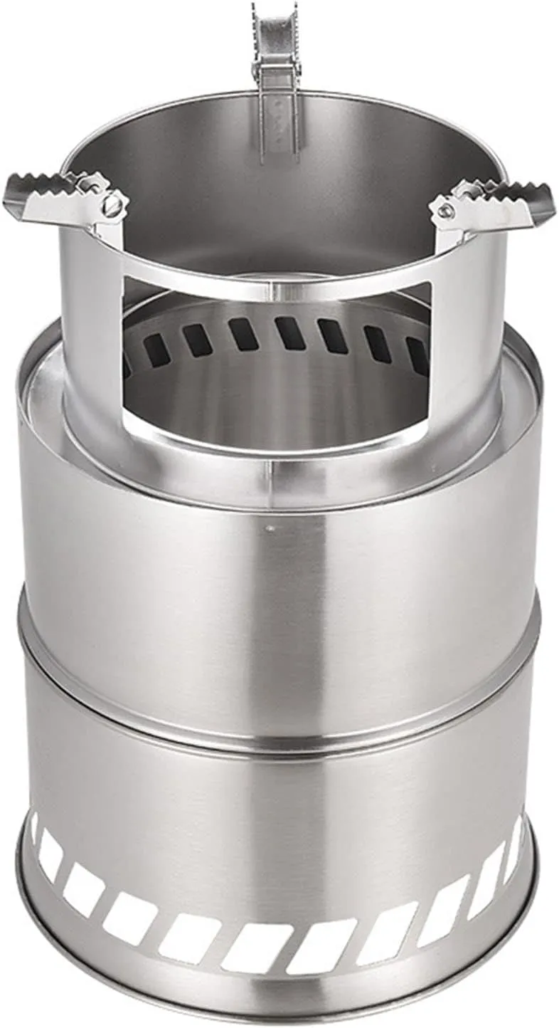 Camping Stove, Foldable Stainless Steel Wood Burning Stove, Portable High Thermal Efficiency Anti Skid Backpacking Stove, for Outdoor Hiking Picnic BBQ(Trumpet)