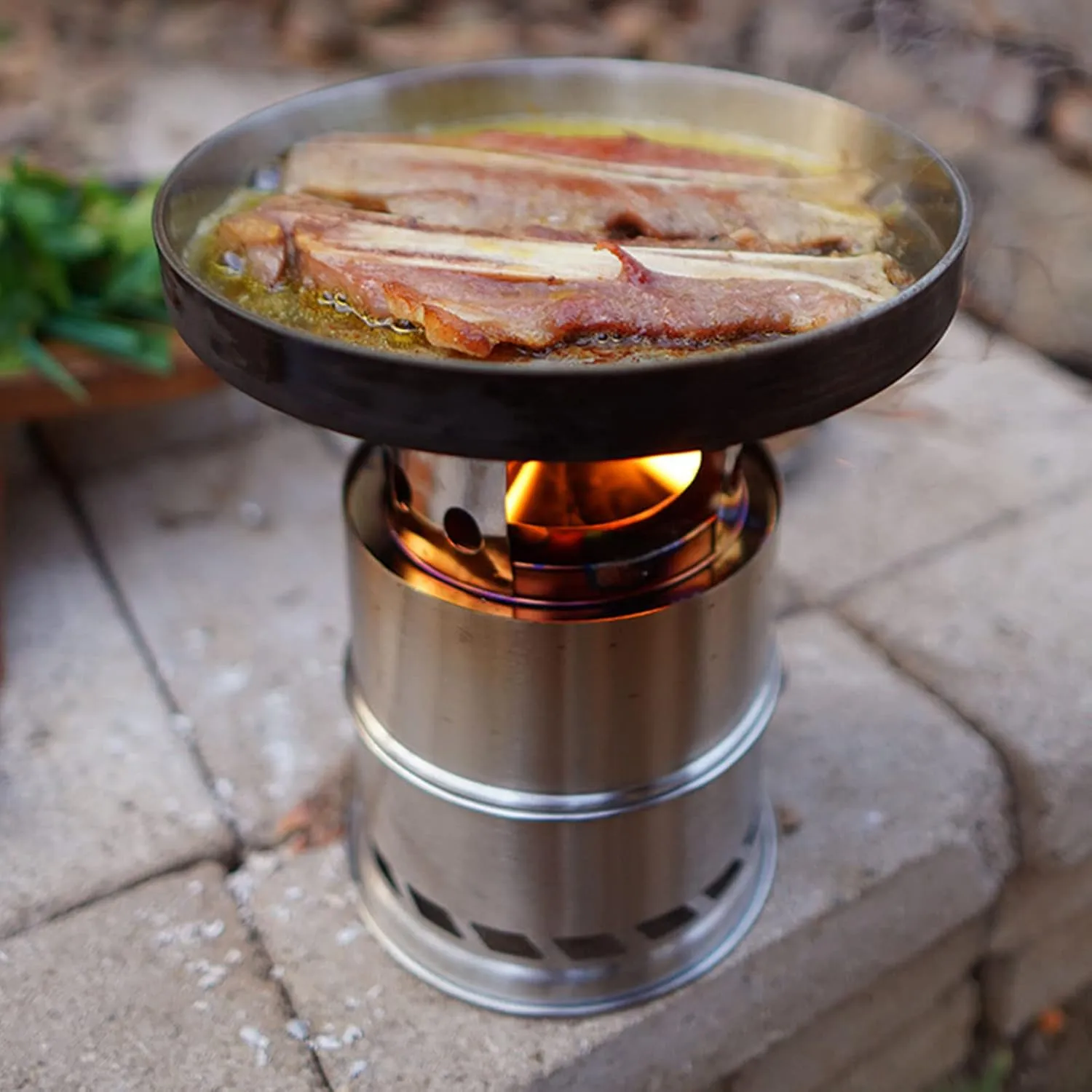 Camping Stove, Foldable Stainless Steel Wood Burning Stove, Portable High Thermal Efficiency Anti Skid Backpacking Stove, for Outdoor Hiking Picnic BBQ(Trumpet)