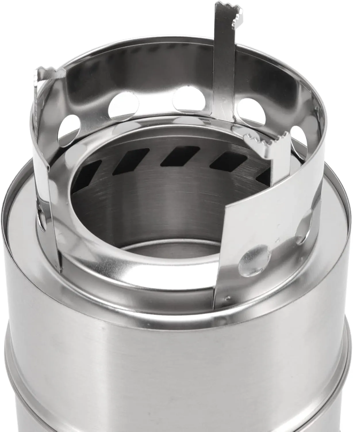 Camping Stove, Stainless, Camping Stove Alcohol Stove Steel Combustion Holes Alcohol Stove High Temperature Compact with Storage Bag for Hiking (Tall Stand)