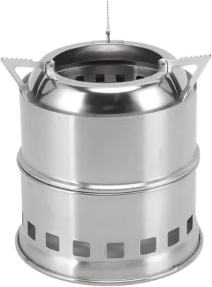 Camping Stove, Stainless Steel Windproof Compact Alcohol Stove for Hiking (Round)