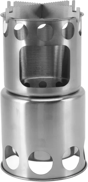 Camping Stove, Stainless Steel Wood Burning Stove Mini Backpacking Wood Stove with Bag for Camp Hiking Picnic BBQ