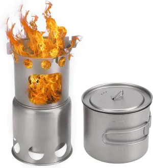 Camping Stove Titanium Wood Burning Stove Outdoor Folding Backpacking Camp Stove Outdoor Camping Stove (Color : Silver, Size : One Size) (Silver One Size)