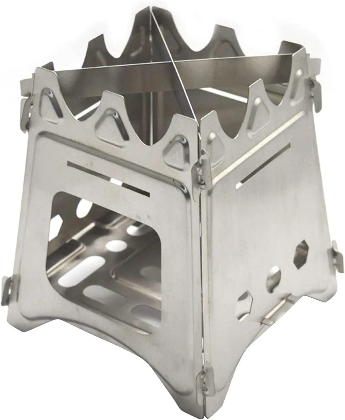 Camping Stove, Wood Stove Stainless Steel Portable Outdoor Wood Stove Compact Wood Gasifier Folding and Windproof for Camping BBQ Picnic