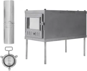 Camping Wood Burning Stove Portable - Folding Backpacking Stove Stainless Steel with Chimney Pipe for Cooking, Camping, Tent, Hiking, Fishing, Backpacking