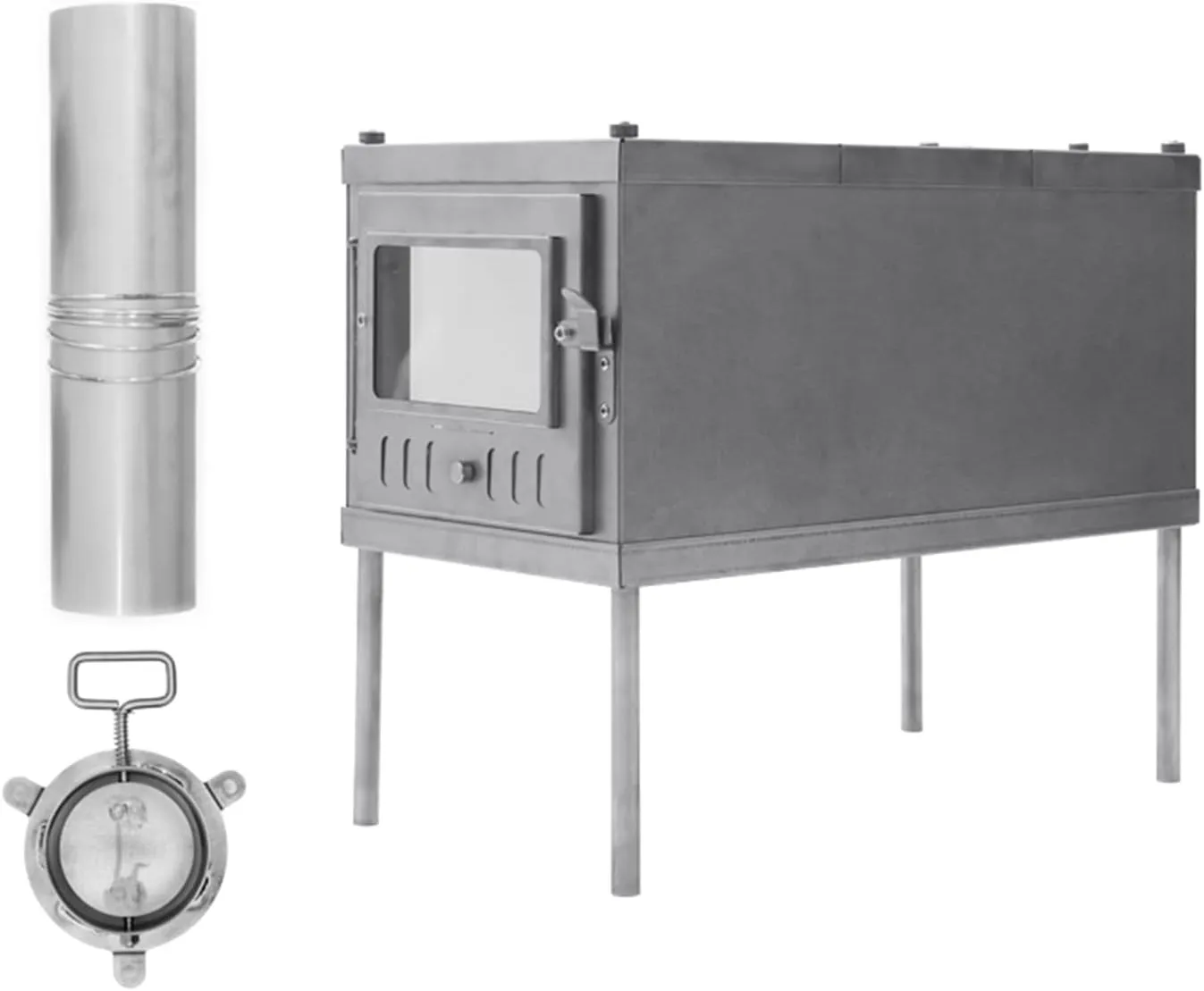 Camping Wood Burning Stove Portable - Folding Backpacking Stove Stainless Steel with Chimney Pipe for Cooking, Camping, Tent, Hiking, Fishing, Backpacking