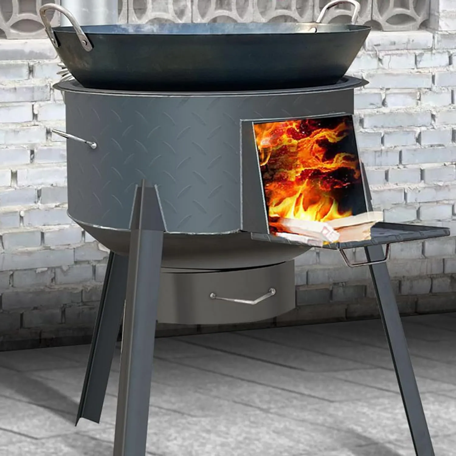 Camping Wood Stove Camp Stove Wood Tent Stove for Heating Folding Wood Stove for Tent Cooking Courtyard (17.72 * 14.57 * 16.93in)