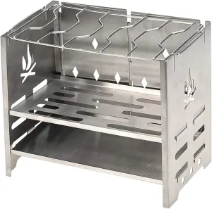 Camping Wood Stove Portable Folding Camping Wood Stove Stainless Steel Wood Burning Stove for Camping Cooking
