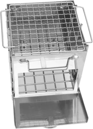 Camping Wood Stove Stainless Steel Foldable Integrated Mini BBQ Grill Warm Outdoor Picnic