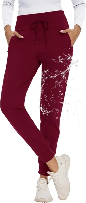 CAMPSNAIL Fleece Lined Joggers Women - Water Resistant Thermal Winter Sweatpants Running Hiking Yoga with Pockets