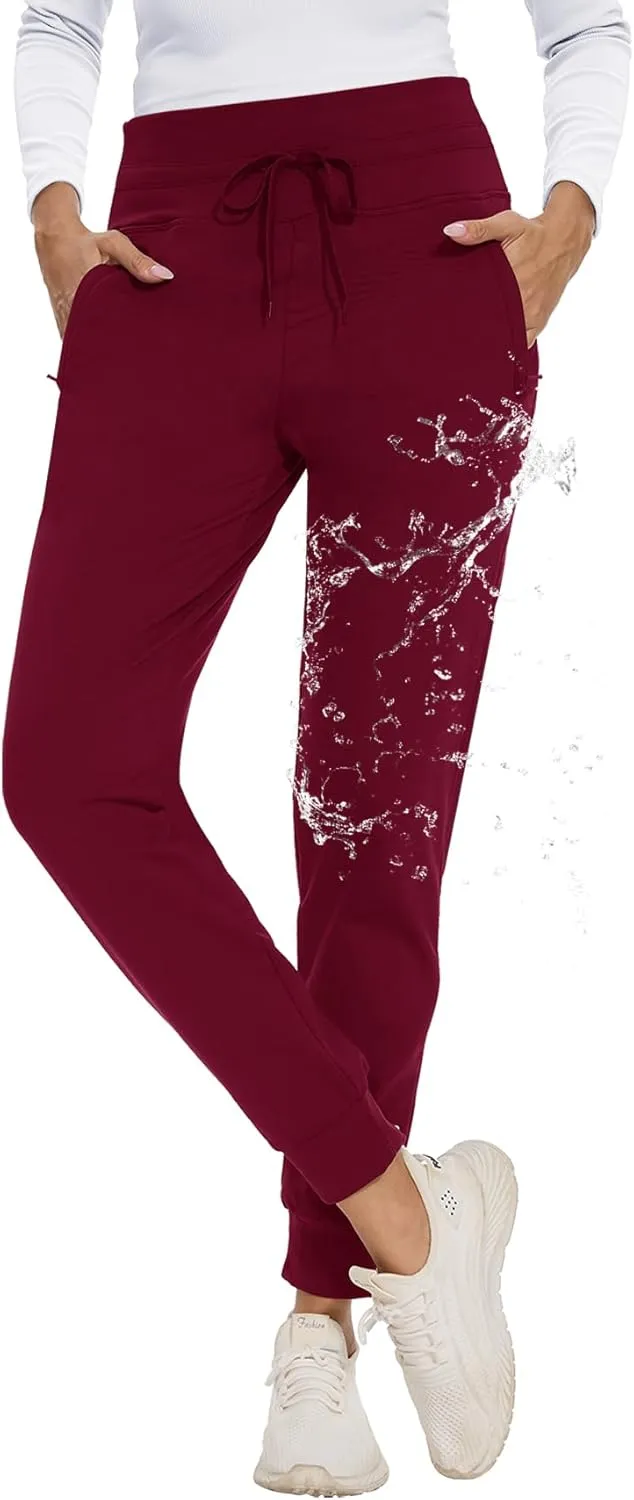 CAMPSNAIL Fleece Lined Joggers Women - Water Resistant Thermal Winter Sweatpants Running Hiking Yoga with Pockets
