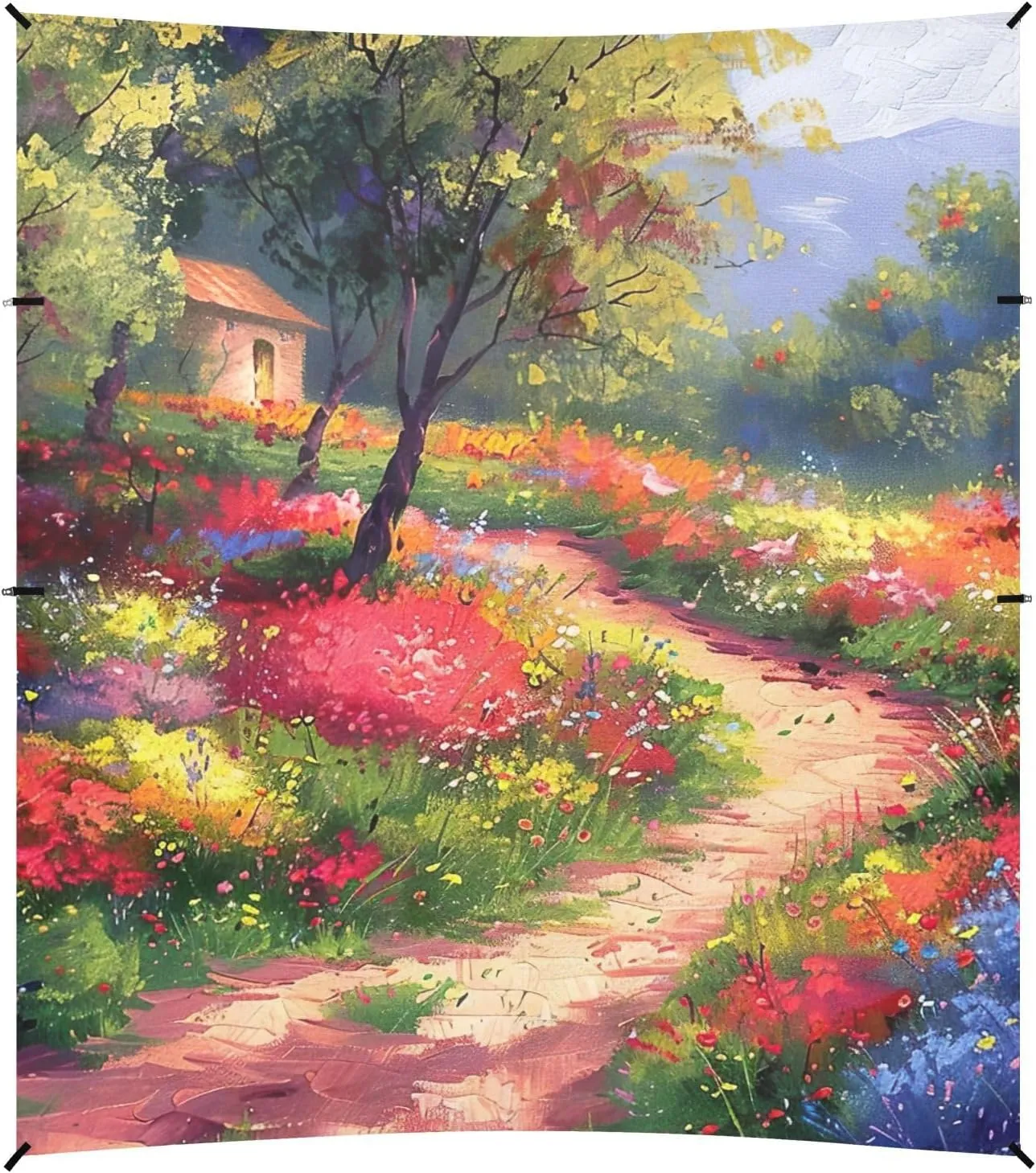 Canopy Beach Tent 9.2 × 10.5 FT Sun Shade Outdoor Patio Painting Colorful Flowers Trail Kids Travel Camping Sun Shelter Windproof with Poles Sandbags Easy