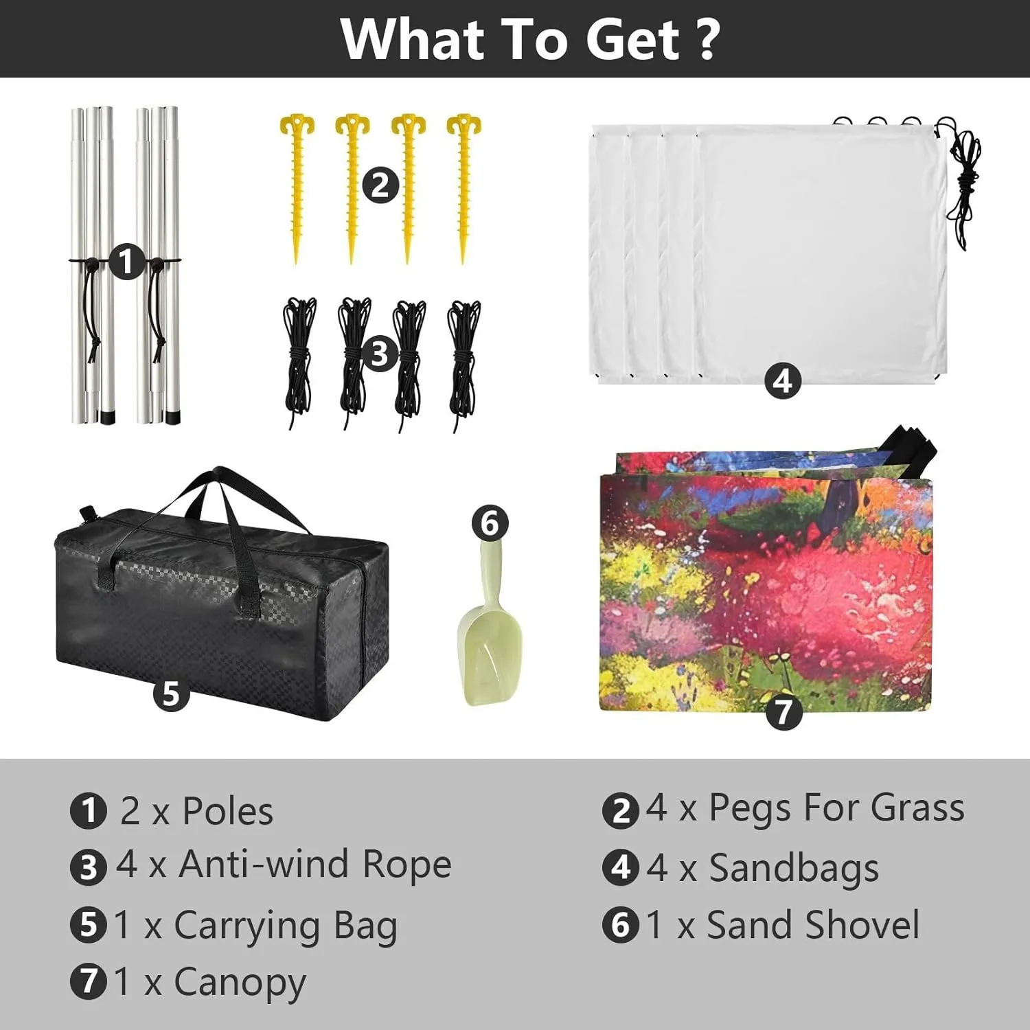 Canopy Beach Tent 9.2 × 10.5 FT Sun Shade Outdoor Patio Painting Colorful Flowers Trail Kids Travel Camping Sun Shelter Windproof with Poles Sandbags Easy