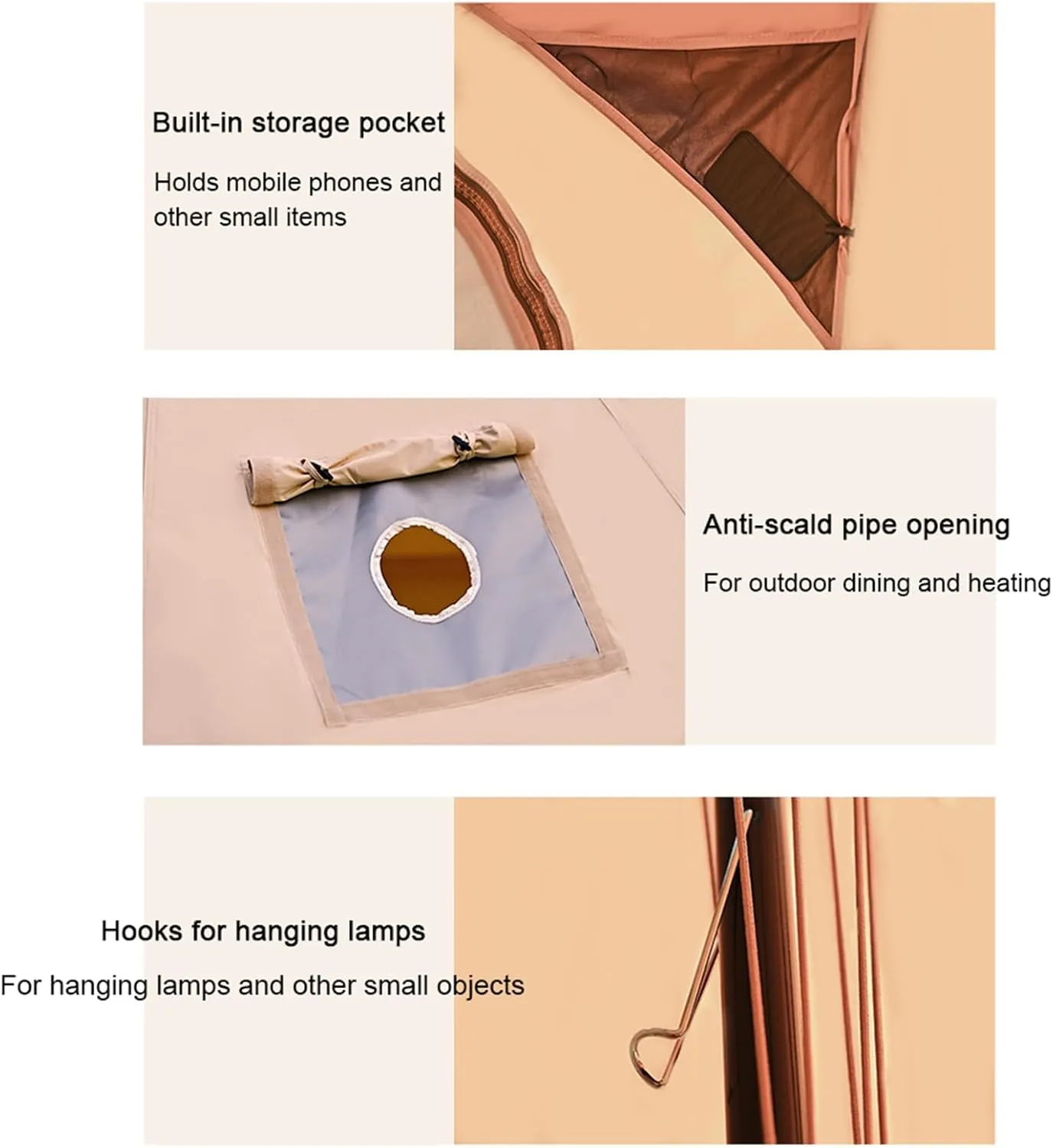 Canvas Bell Tent, Yurt Tent with Stove Jack, Waterproof and Breathable Large Family Tent, Glamping Tent, Detachable Groundsheet for Camping Party, 450x450x280cm