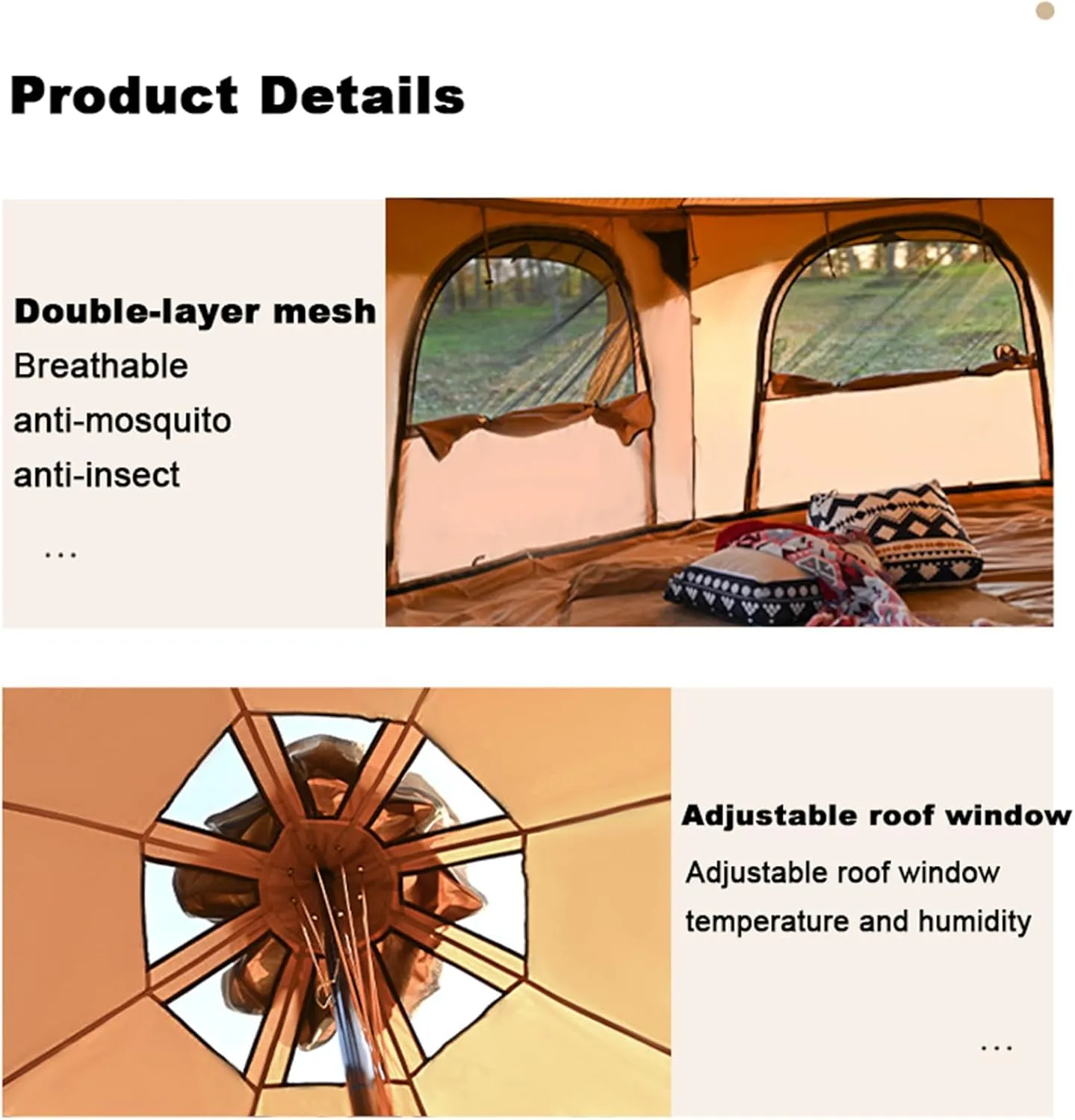 Canvas Bell Tent, Yurt Tent with Stove Jack, Waterproof and Breathable Large Family Tent, Glamping Tent, Detachable Groundsheet for Camping Party, 450x450x280cm