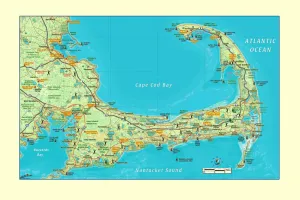 Cape Cod 33" × 21" Wall Map Paper/Non-Laminated