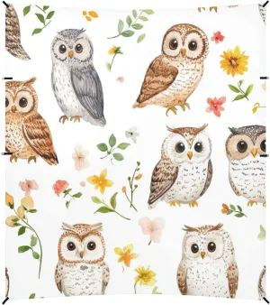 Cartoon Cute Owl White Foldable Beach Cabana UPF50  Waterproof Portable Sunshade with Sandbags and Shovel for Camping, Picnics, Backyard & Fishing