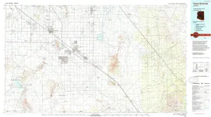 Casa Grande AZ topo map, 1:100000 Scale, 30 X 60 Minute, Historical, 1994, Updated 1994, 24.1 x 44 in