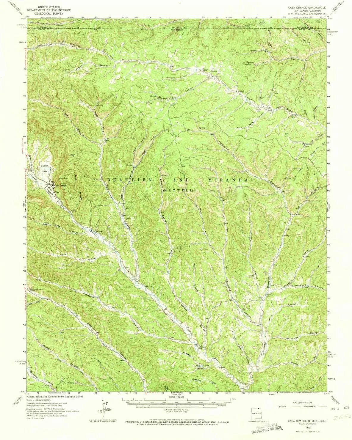 Casa Grande NM topo map, 1:62500 Scale, 15 X 15 Minute, Historical, 1962, Updated 1973, 20.9 x 17.1 in
