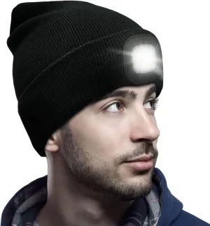 CENSGO Unisex Hat with Light, USB Rechargeable LED Headlamp Beanie, Gifts for Dad Father Men Husband Warm Knitted Cap