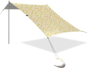 Chic Yellow Wildflowers Beach Cabana Tent UPF50 Easy Setup Large Portable Sun Shelter with Sandbags & Sand Shovel for Camping Trips, Fishing, Backyard Fun or Picnics