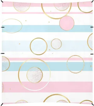 Circles Stripe Blue Pink Beach Tent UPF50  Water-Resistant Outdoor Sun Shade with Sturdy Poles, Sandbags and Shovel for Backyard, Grassland, Park