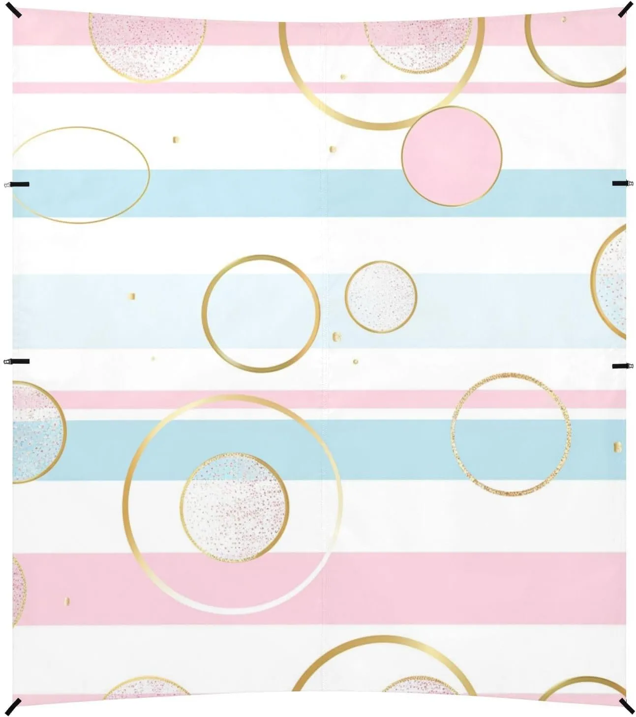 Circles Stripe Blue Pink Beach Tent UPF50  Water-Resistant Outdoor Sun Shade with Sturdy Poles, Sandbags and Shovel for Backyard, Grassland, Park