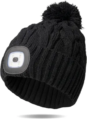 Classic Rechargeable LED Warm Knit Beanie Head Light Hat Headlamp for Outdoor Activities