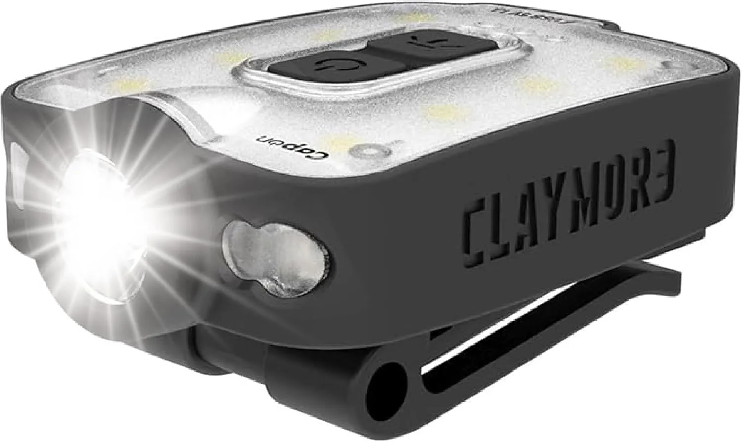Claymore Capon 40B (Black) - LED Rechargeable Clip-On Cap Headlamp, Lightweight Hat Light for Camping, Running, Hiking, Emergency & Industrial Use, Waterproof, USB-C, Up to 12 Hours of Battery Life.