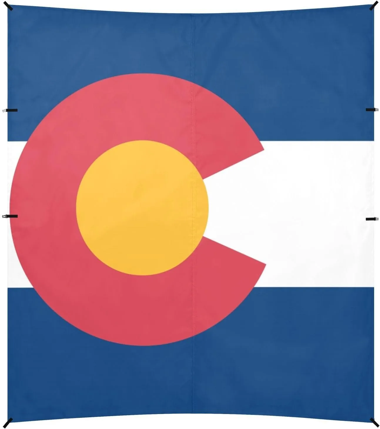 Colorado State Flag Co Blue Red Beach Canopy UPF50 Easy Setup Large Sun Shade with Sand Shovel, Sandbags for Camping, Fishing, Backyard Fun