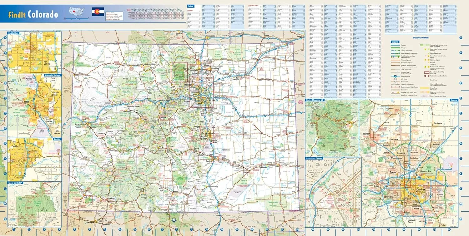 Colorado State Wall Map - 31.25" x 15.75" Laminated