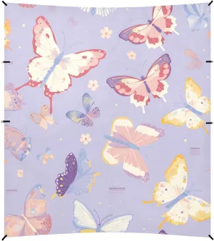 Colorful Butterflies Pattern Stable Beach Tent UPF50 Lightweight Large Sun Shade with Sandbags & Sand Shovel for Camping, Fishing, Backyard Fun