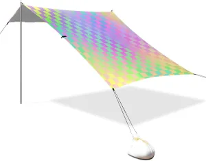 Colorful Laser Design Squares Designed UPF50  Beach Tent & Canopy Water-Resistant Shade Sun Shelter with Sturdy Poles, Sandbags and Shovel for Family Travel carpas para la Playa