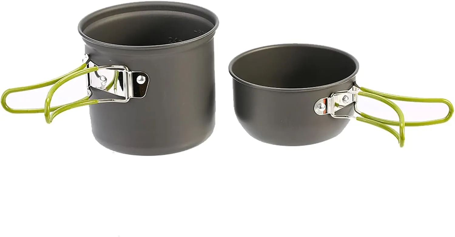 Compact Aluminium Alloy Pot Set, Foldable Handgrip Camping Pots and Pans Set with Storage Bag for Outdoor Camping Survival