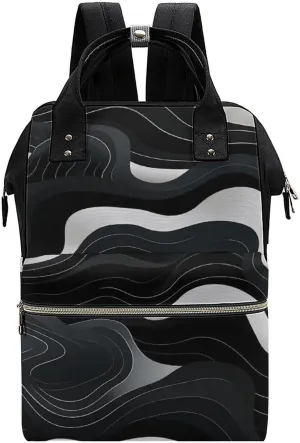 Contour Topography Map Pattern Diaper Bag for Women Large Capacity Daypack Waterproof Mommy Bag Travel Laptop Backpack