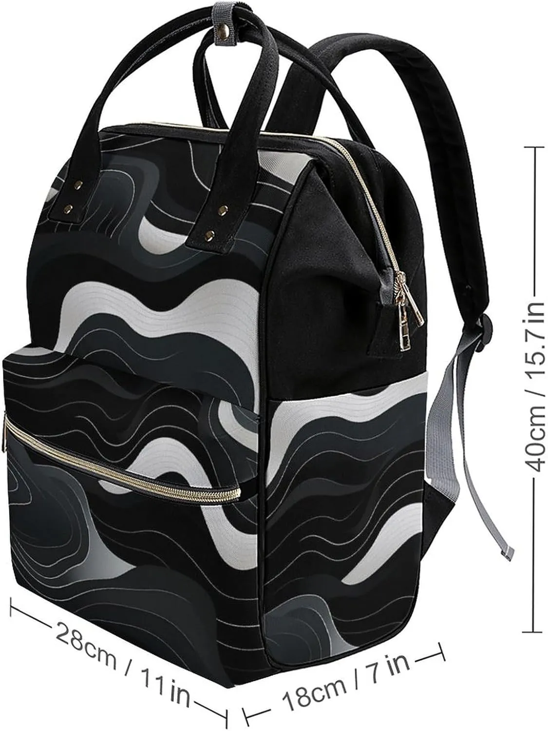 Contour Topography Map Pattern Diaper Bag for Women Large Capacity Daypack Waterproof Mommy Bag Travel Laptop Backpack