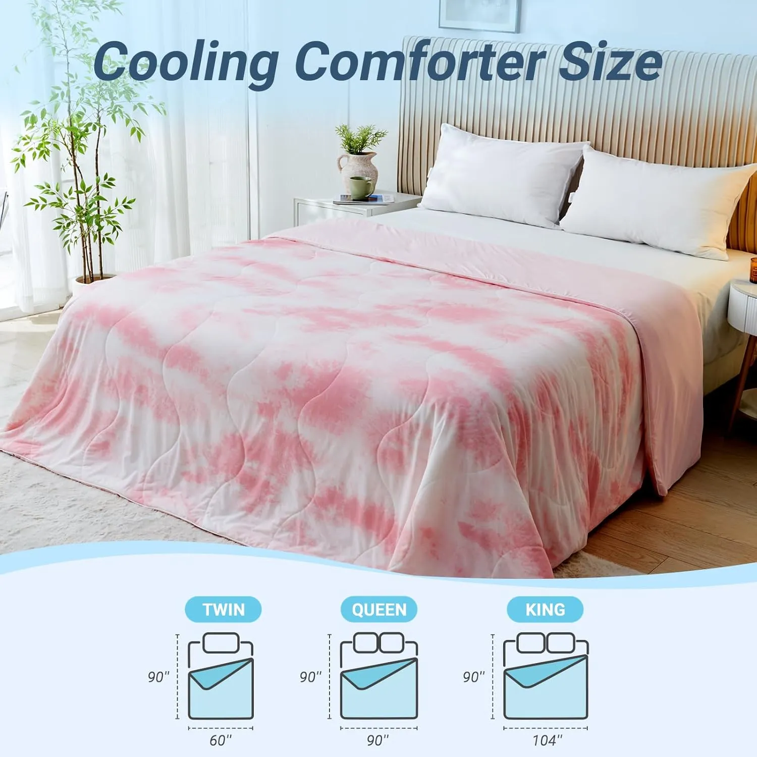 Cooling Comforter Queen Size, Summer Cooling Blankets for Hot Sleepers and Night Sweats, Lightweight Breathable Cooling Comforter Bedding for Sofa, Bed, Camping, Office