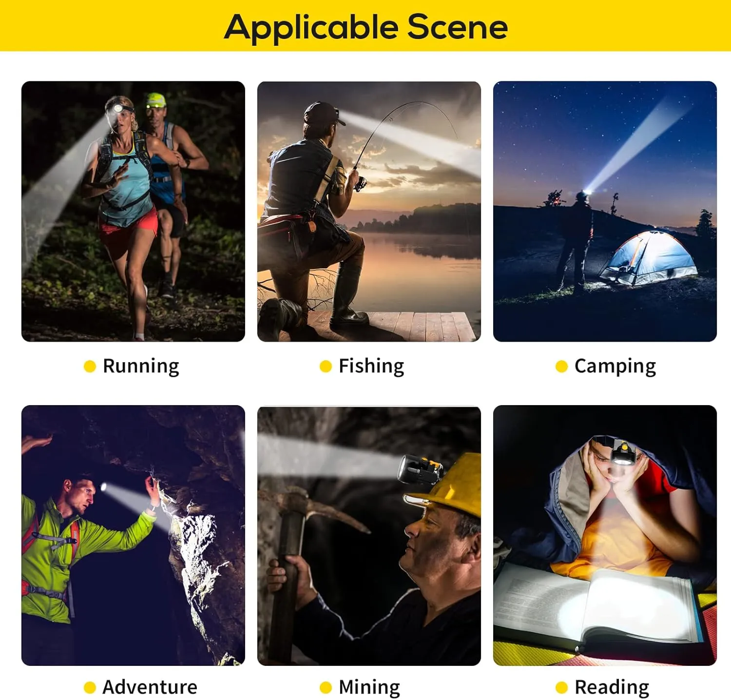 Coon Hunting Lights Waterproof Mining Light Explosion Proof Miners Headlamp Rechargeable Headlight Flashlight for Mining Coal Night Fishing Hunting Camping(Yellow)