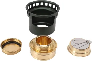 Copper Windproof Portable Aluminium Alloy Backpacking Stove for Camping Picnic Blackish Green. fire. used. be. with. and. Stove. can. a. the. cover. equipped. is. with. (Dark Green)