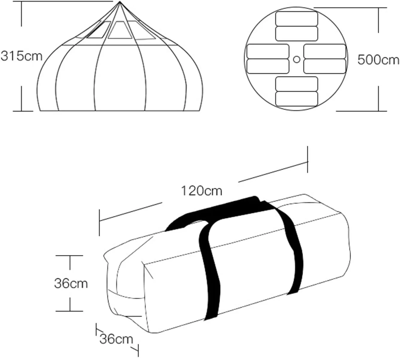 Cotton Canvas Bell Tent, Pyramid Yurt Tent with Stove Jack, 6-8 Person Large Glamping Tent for Camping, Hiking, Festival, Parties, Wedding, Music Festival