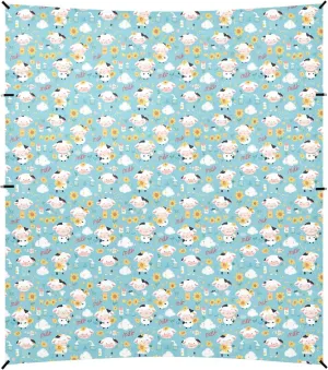 Cow Blue White Black Foldable Beach Cabana UPF50  Protection Waterproof Large Sun Shade Includes Sand Shovel, Sandbags, Stability Poles for Family Trips, Picnics & Camping