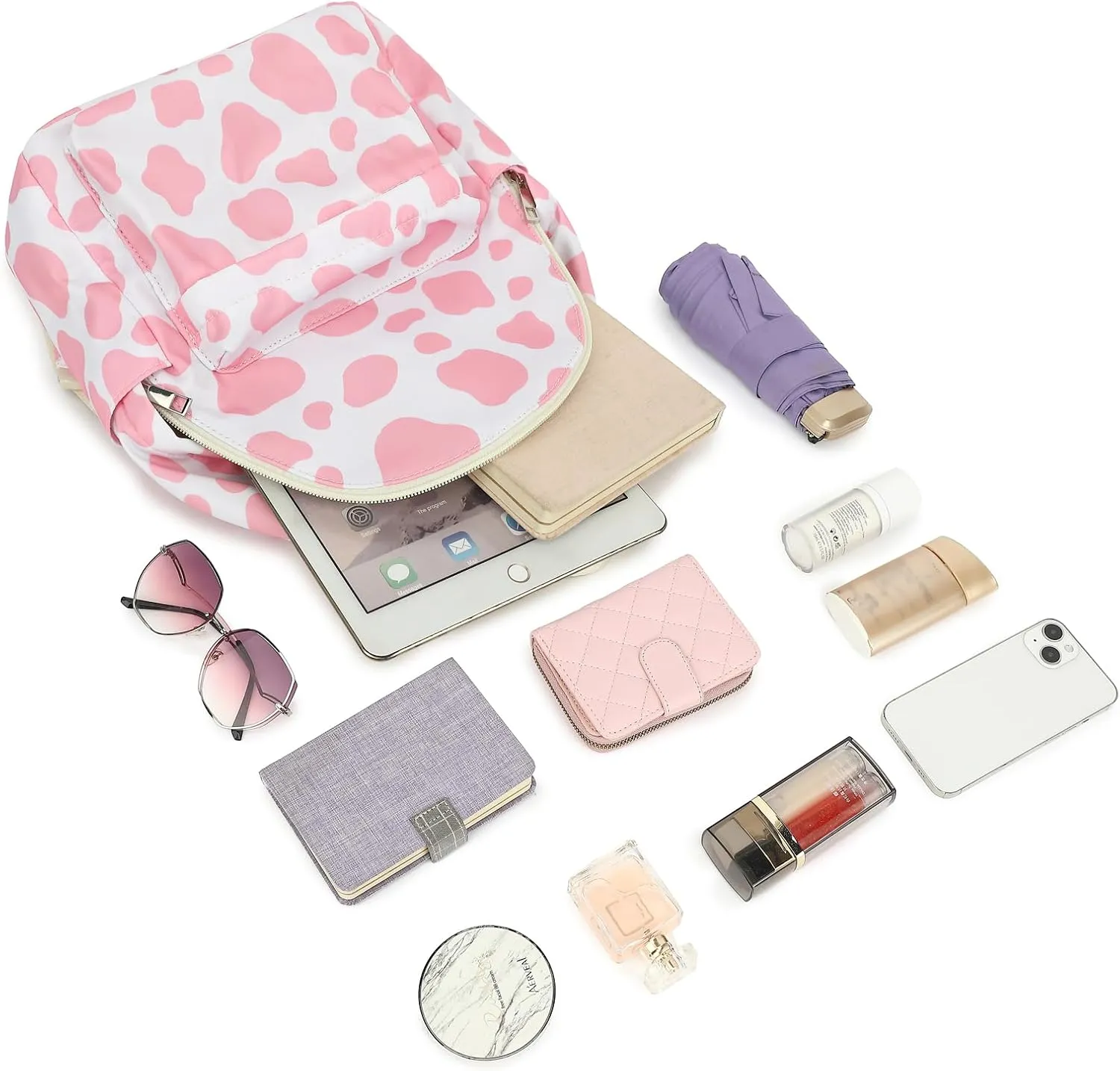 Cow Print Girls Mini Backpack, Small Backpacks Purse for Women Teens Kids School Travel (Pink)
